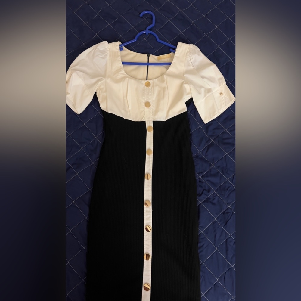 Black and white midi dress